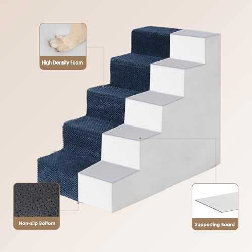 Dog Stairs for High Bed 22.5" H (Navy / Standard 15.7" x 30" x 22.5")