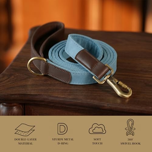 PU Leather Dog Leash for Large Dogs (Denim Blue / 1"x 6FT)