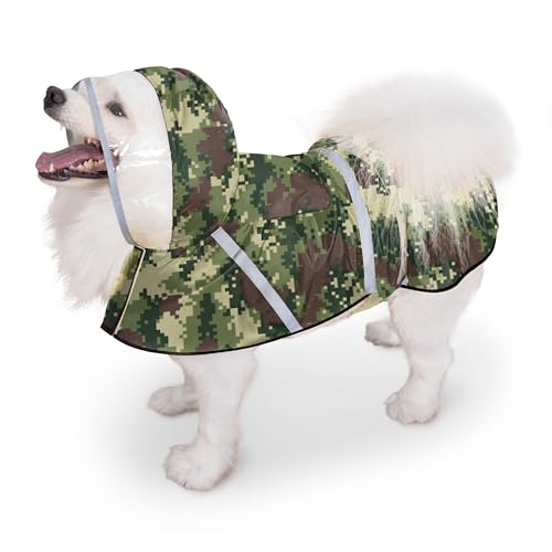 Dog Raincoat Adjustable Rain Jacket with Hooded Double Layer for Large Medium Small Dogs Puppies (Camouflage Green / XX-Large)