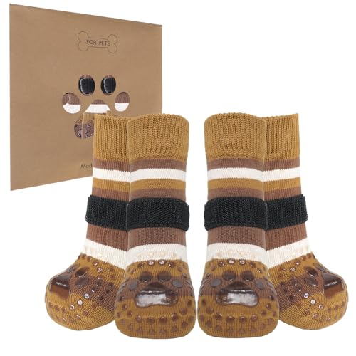 Anti Slip Dog Socks (Brown / Small)