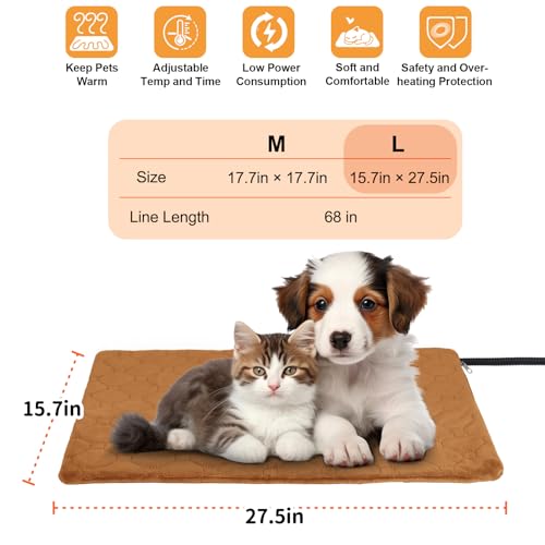 Cat Heating Pad (Brown / L (15.7'' × 27.5''))
