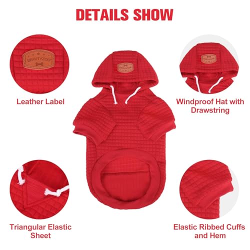 Dog Hoodies Sweater for Large Dogs (Red / L (Back: 20",Chest: 28", Neck: 17"))