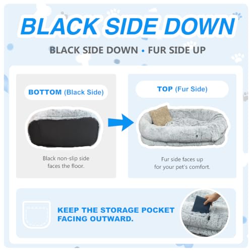 Human Dog Bed for Adult (71.0"L x 45.0"W x 12.0"Th / Grey)