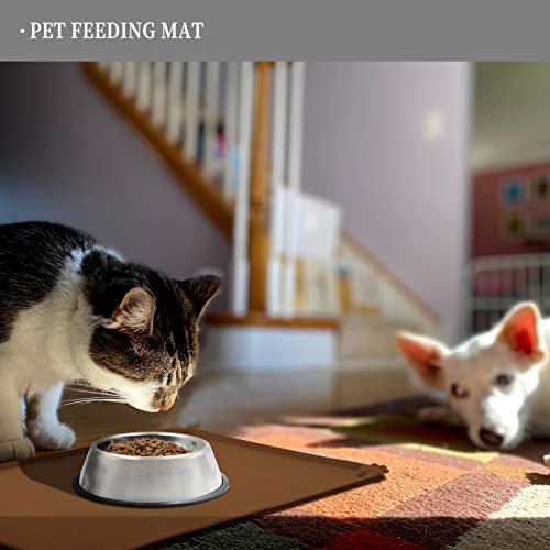Silicone Pet Feeding Mat (Brown / 32" x 24")