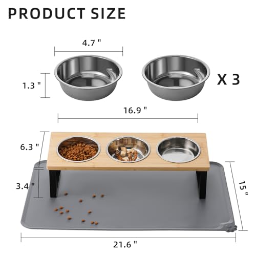 Upgraded Elevated Cat Bowls with Food Mat