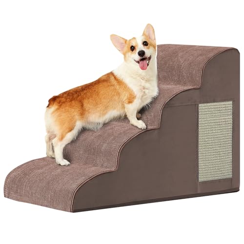 Dog Stairs for Small Dogs 19.7" H (Coffee / 4-Step 19.7"H)
