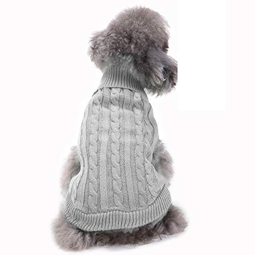 Dog Sweater Soft Warm Turtleneck Knitted Clothes for Small Medium Large Pet (Grey / X-Small)