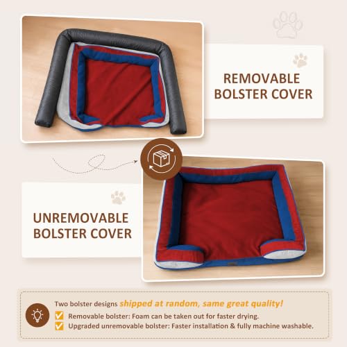 Orthopedic Dog Bed for Extra Large Dogs with Bolster (42.0"L x 30.0"W x 8.5"Th / Primary Tri-Color)