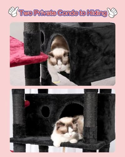 Cat Tree 74" Tower for Large Cats (74 inch / Black and red)