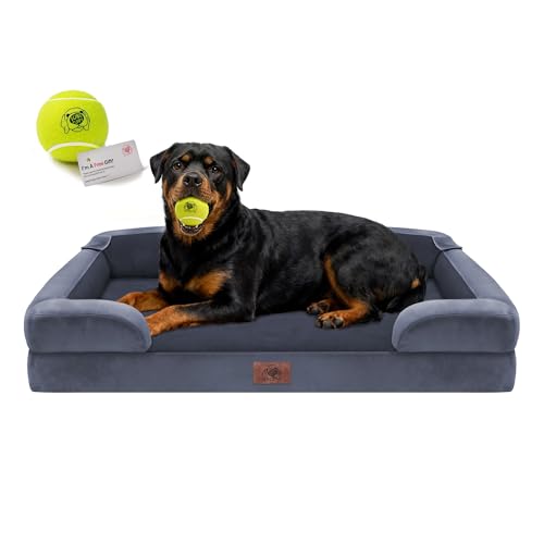 Waterproof Orthopedic Dog Bed for Extra Large Sized Dogs (45 x 35 x 9 in / Dark Grey)