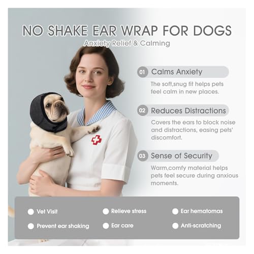 Adjustable Dog Calming Hoodie for Noise Reduction (Grey / Large(Head Circle:18"-24",Weight:66-94 lb))