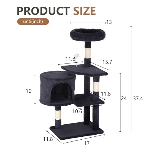 36" Cat Tree Tower (Dark Gray)