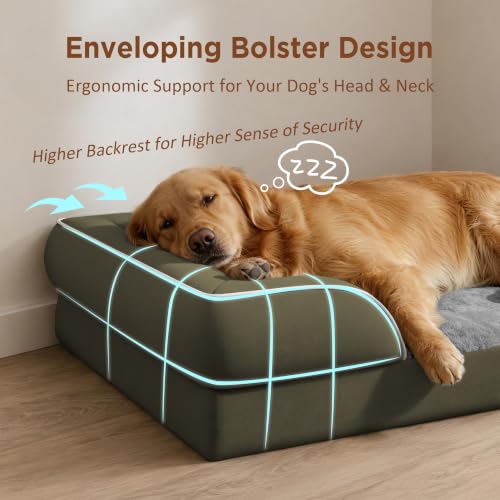 Waterproof Orthopedic Dog Bed for Medium Size Dog (30.0"L x 20.0"W x 7.0"Th / Dark Green)