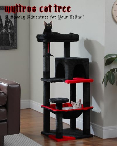 45.7" Gothic Cat Tree with Hammock (Black / 45.7in)