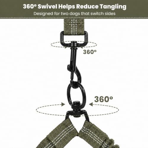 Hands Free Double Dog Leash (Olive Green)