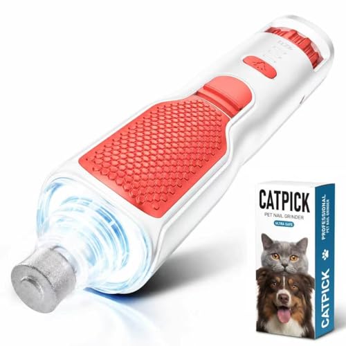 7 Speed Quiet Dog & Cat Nail Grinder with 360° LED for Thick Nails (White)