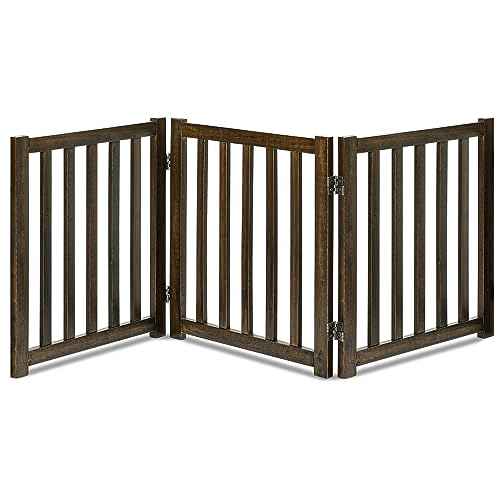 Wooden Free Standing Dog Gate 60" W x 24" H (Walnut / 60"W x 24"H)