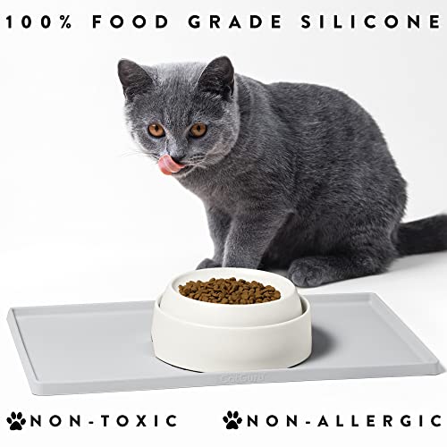 Premium Cat Food Mat (L: 24" x 14" / Silver)