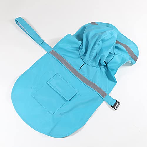 Dog Raincoats with Reflective Strip Hoodie (C3-Lake Blue / 28B (85-100 lbs))