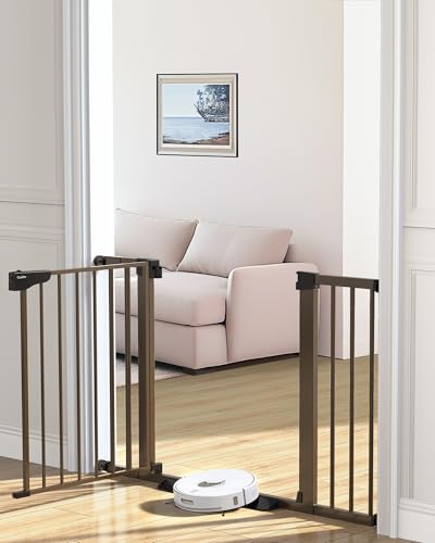 30 46" Baby Gate for Stairs (Brown / 30"-46" W x 30.5" H)