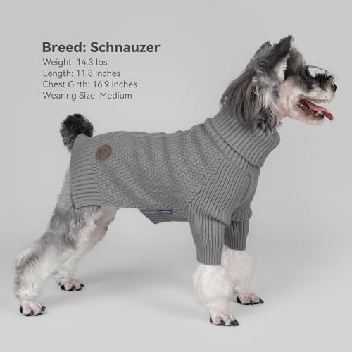 Dog Sweater Long Sleeve Warm Sweaters for Small Dogs Boy Girl Cats (Grey / Medium)