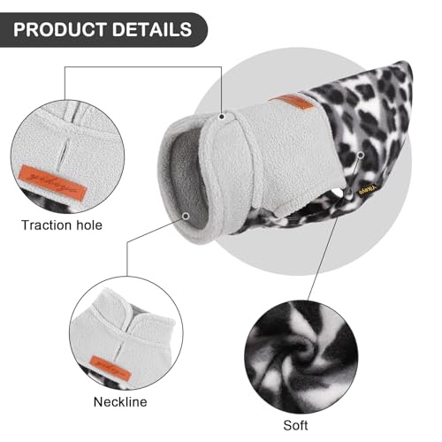 Gray Leopard Print Dog Sweater Dog Sweaters for Small Dogs Girl Boy Fleece Puppy Sweater Warm Soft Pet Holiday Clothes for Small Cats and Dogs Chihuahua Sweaters (Grey Leopard / Medium (Chest 17in ))