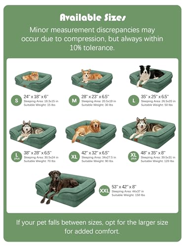 Orthopedic Dog Bed with Sides (42.0"L x 32.0"W x 6.5"Th / Green)