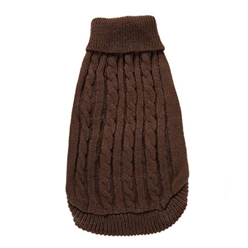 Dog Sweater Soft Warm Turtleneck Knitted Clothes for Small Medium Large Pet (Brown / XX-Large)