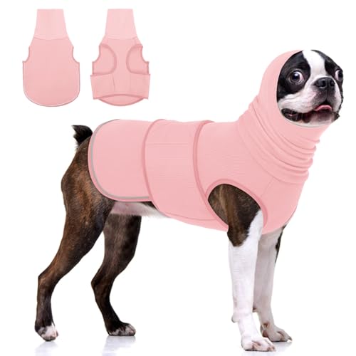 Reflective & Soft Dog Anxiety Vest with Ear Wraps for Thunderstorm (Pink / X-Small)