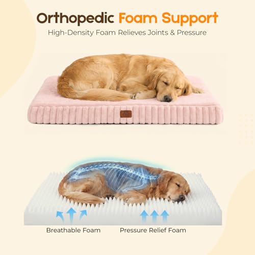 Orthopedic Dog Bed for XL Dog (Pink / 42"x30"x4")