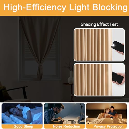 Magic Tape Blackout Curtains (47"W x 84"L (Pack of 1) / Beige)