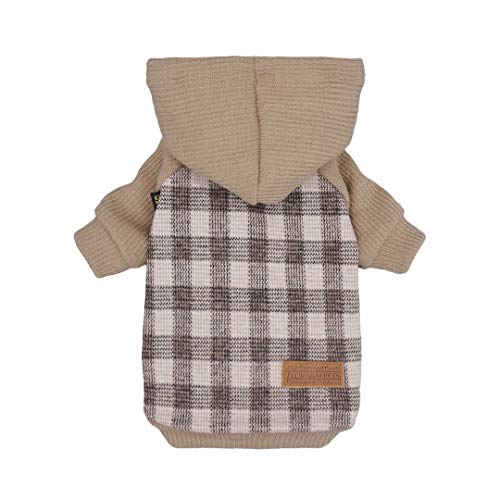 Tartan Plaid Dog Hoodie (Medium / Khaki)