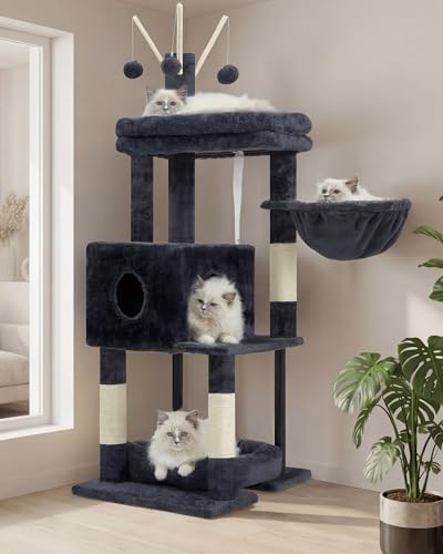 Cat Tree 45.3" Cat Tower for Indoor Cats with Large Perch HCT202SG (45.3 inch / Smoky Gray)