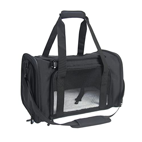 Soft Sided Carrier for Small Medium Cats Dogs (20.0"L x 13.0"W x 13.0"H / Black)