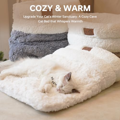 Self Warming Cat Cave Bed Double (white)
