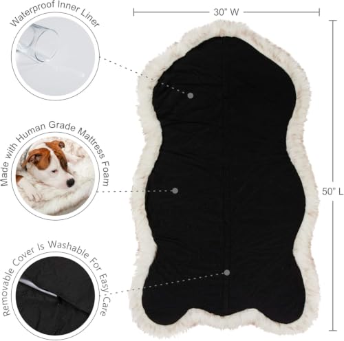 Faux Fur Orthopedic Dog Bed (White w/ Brown Tips / Large/Extra Large)