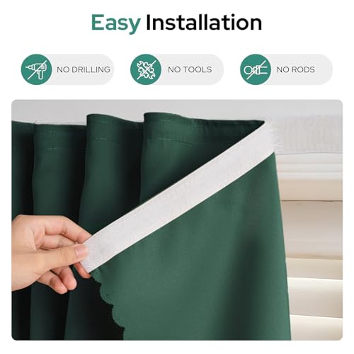 Self Adhesive Curtains (71"W x 72"L (Pack of 1) / Dark Green)