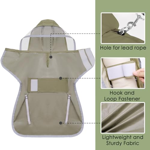Dog Raincoat Lightweight Rain Jacket (Medium / Army Green - Ultra Light)