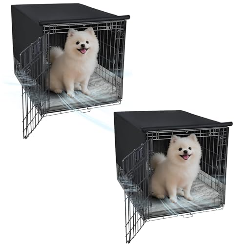 Breathable Dog Crate Cover (24"L x 18"W x 20"H / Black+Black)