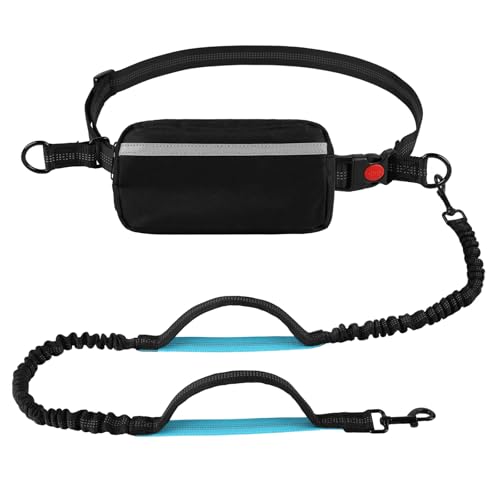 Hands Free Dog Leash with Zipper Pouch (Black)