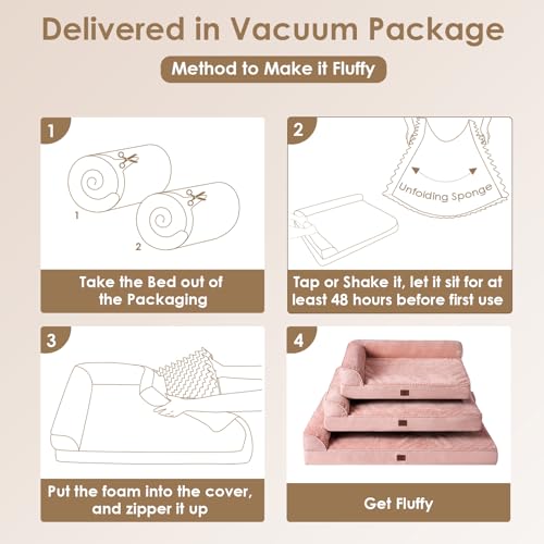 XXL Dog Bed Memory Foam (Pink / 48.0"L x 35.0"W x 7.5"Th)