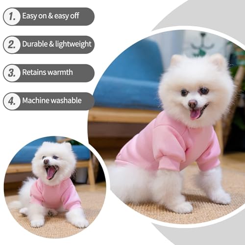 Dog Hoodie for Small Dogs (#2 Pink(Plain) / X-Small (All Breed Sizes))