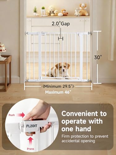 29.5 40.5" Baby Gate for Stairs (White / 29.5-40.5"W x 30"H)
