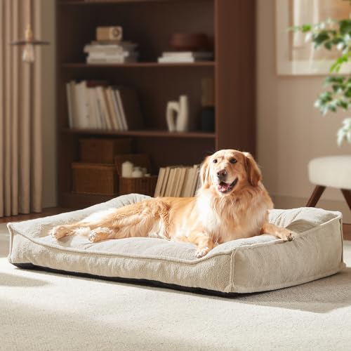 XL Orthopedic Dog Bed Large Sized Dog (Beige / 42"L x 30"W x 9.5"Th)