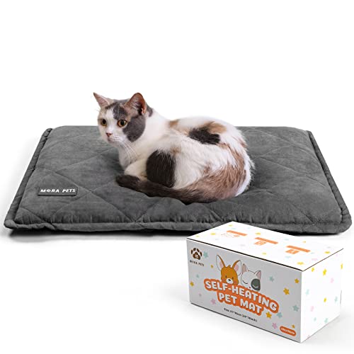 Self Heating Cat Bed Self Warming Cat Pad 24 x 18 Inches (Suede Grey / 24"L x 18"W x 2"Th)