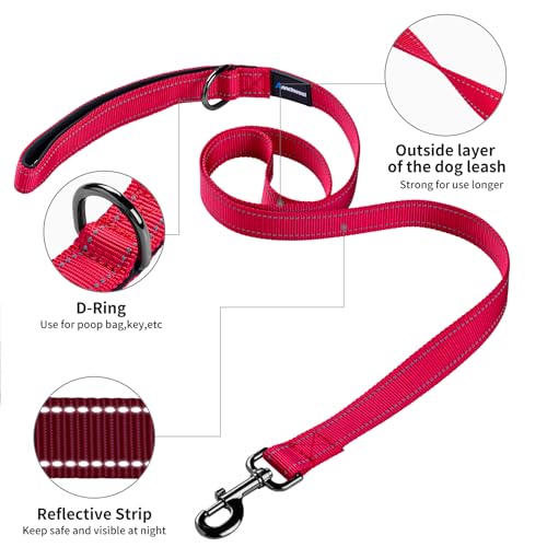 No Pull Dog Harness with Padded Handle+5 Ft Leash (S / Red Set)