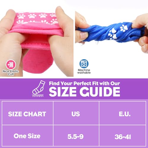 12 Pairs Grip Socks for Women & Men (5.5-9 / Paw Pattern/Multicolor(12 Pairs))