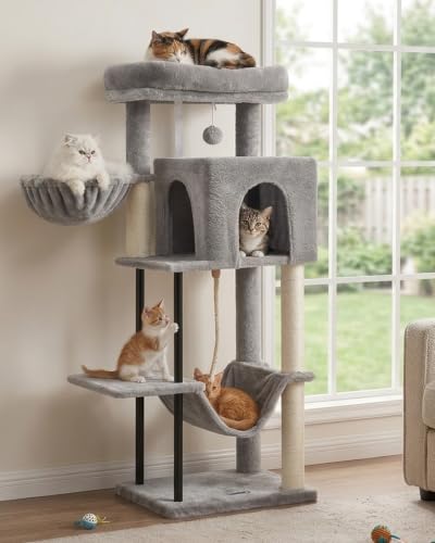 Cat Tree 43.3'' Cat Tower with Hammock for Kittens GCT004SW (43.3 inches / Light gray)