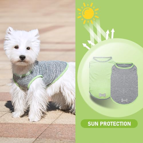 2Pack Dog Shirt for Small Dogs Sun Protection Tank Top for Summer (Small (4-7lbs) / 5# 2Pack (Green+Grey))