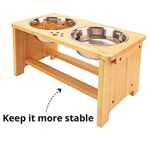 Elevated Dog Bowls (large-10"tall,48 Oz bowl / Bamboo)